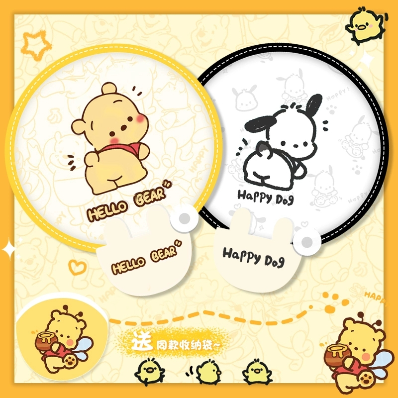 Cartoon Folding Group Fan Kuromi Melody Foldable Student Handheld Cute Mini Portable Round Fan School