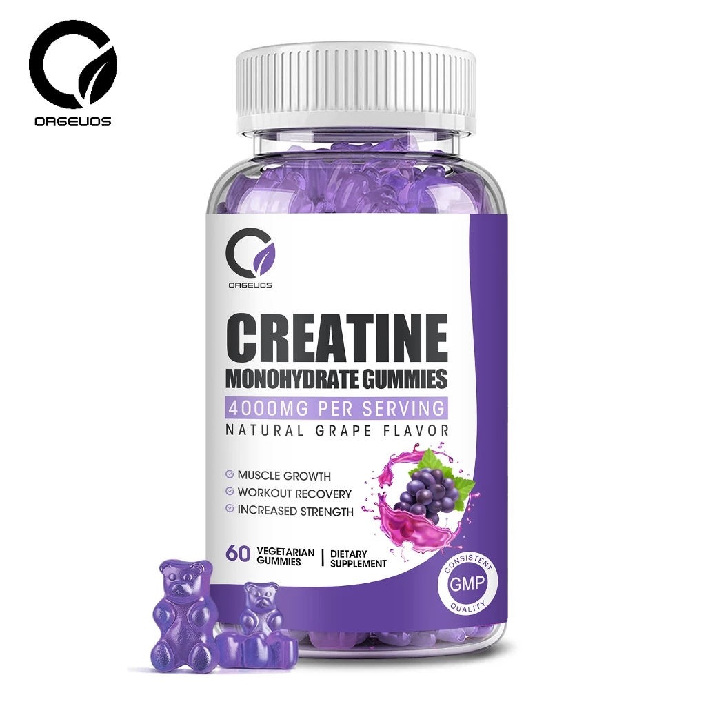 Orgeuos Creatine Monohydrate Gummies Natural Grape Flavor Helps With Post Exercise Recovery Relieve Fatigue More Long-lasting Endurance