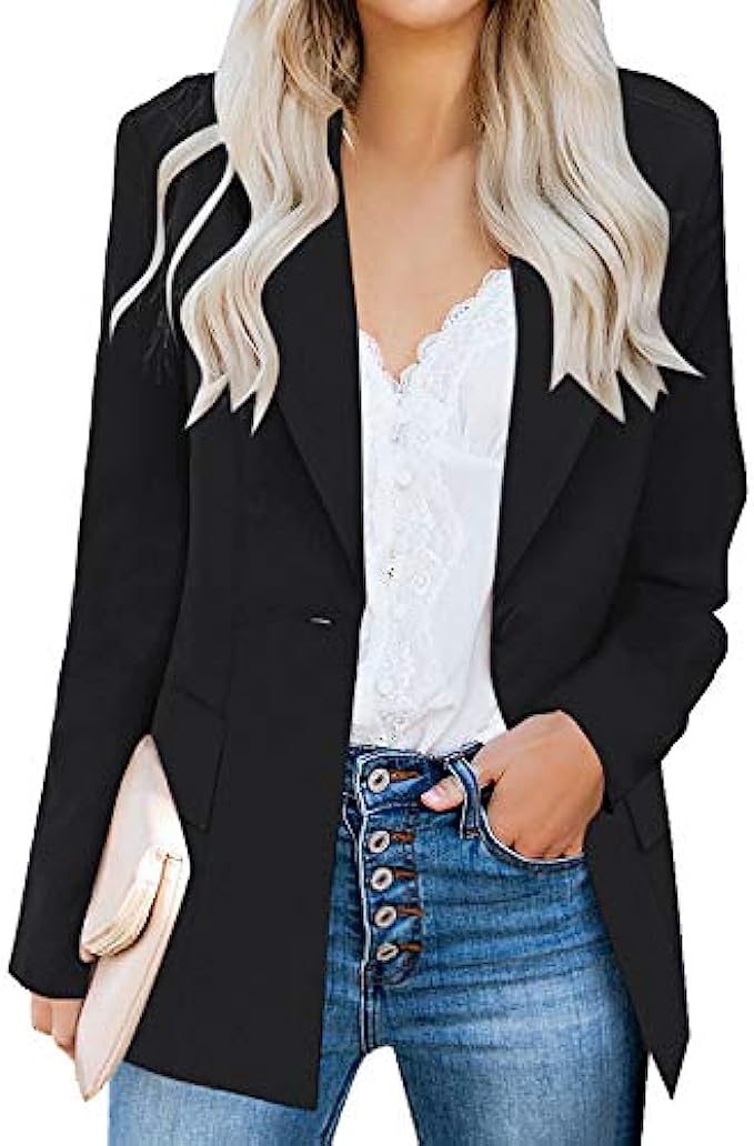 luvamia Women&#039;s Casual Long Sleeve Lapel Button Slim Work Office Blazer Jacket