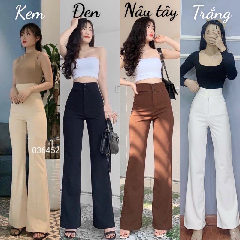 High Back Flare Pants Two Buttons Modern Style
