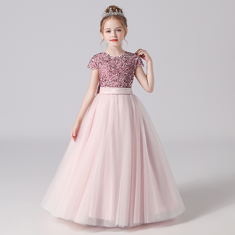 Children&#039;s Elegant Long dress girl ceremony dress  Children Bridesmaid Dress  Flower Girl Dresses  First Communion Dresses for 5-14 years