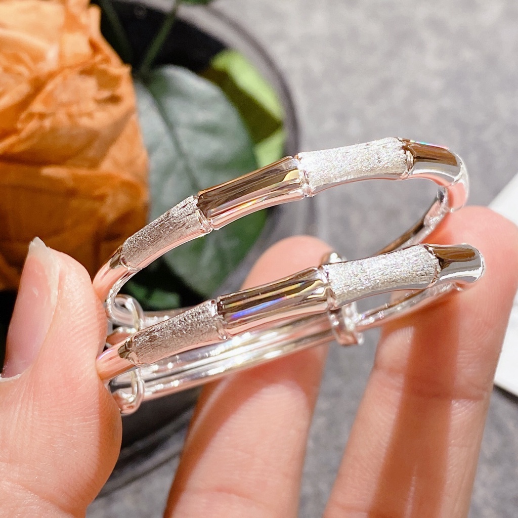 Baby Bracelet Bamboo One Light Sand Phantom Color Push-Pull Pure Silver 999.9