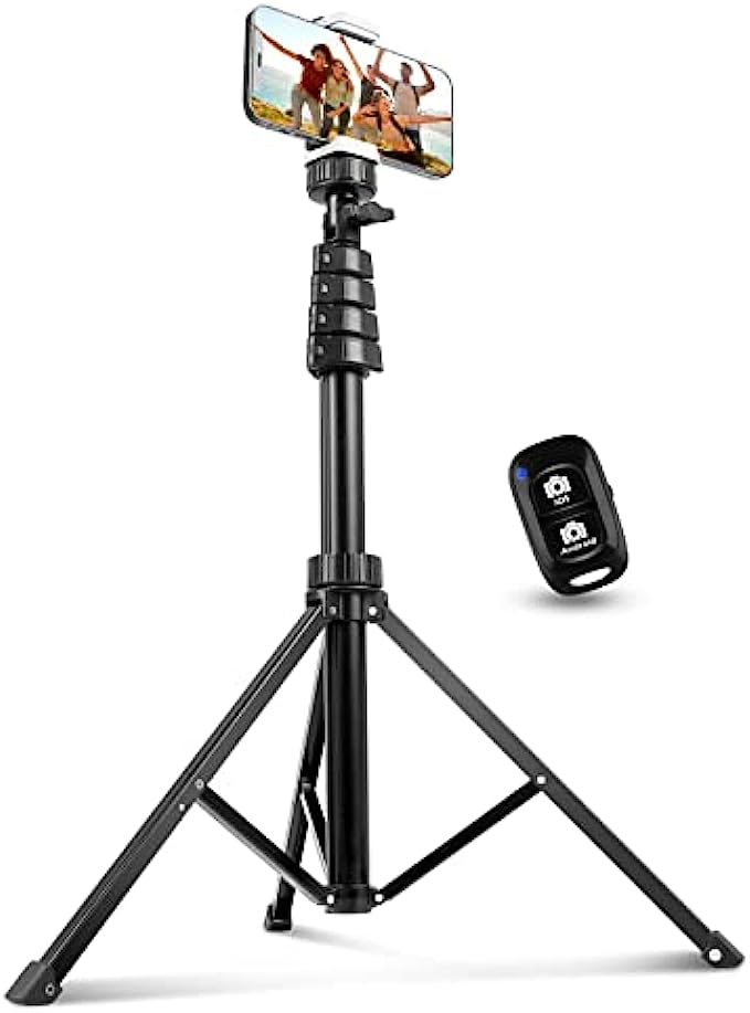 Aureday 62&quot; Phone Tripod Accessory Kits, Camera &amp; Cell Phone Tripod Stand with Wireless Remote and Universal Tripod Head Mount, Perfect for Selfies/Video Recording/Vlogging/Live Streaming