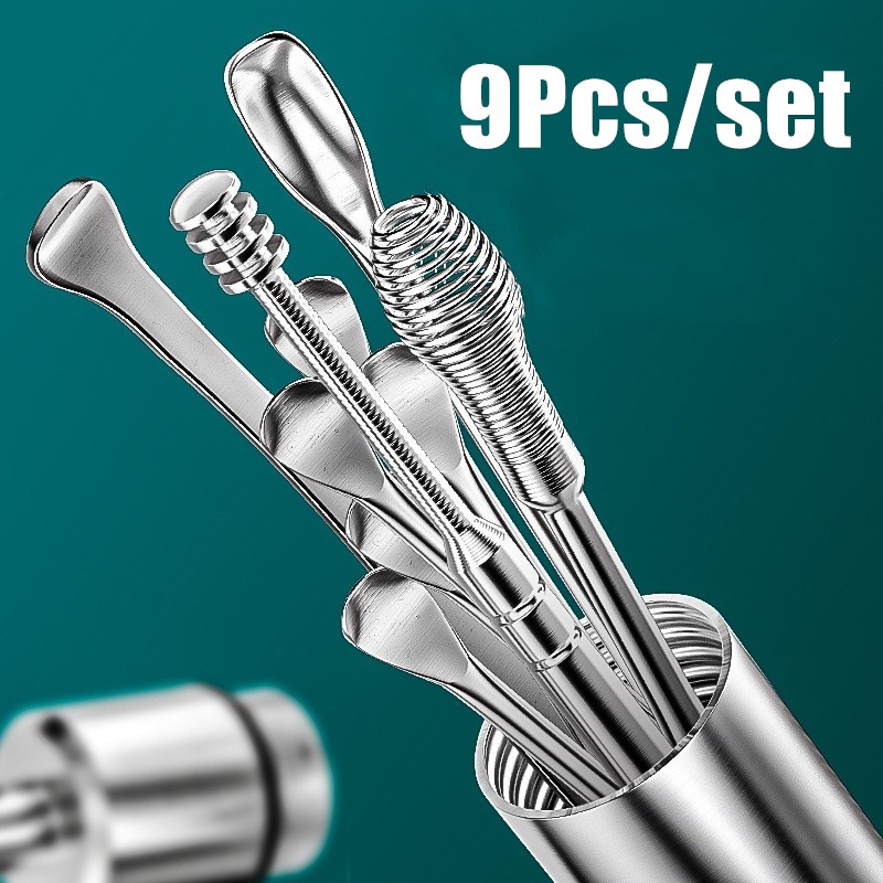 6/9/10Pcs Portable Multifunctional Ear Wax Remover Ear Cleaning Kit Ear Pick Earpick Ear Cleaner Spoon Care Ear Clean Tools