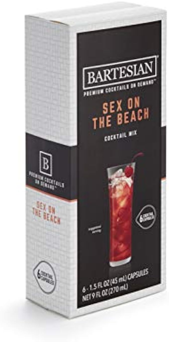 Bartesian Sex on The Beach Cocktail Mixer Capsules, Pack of 6 Cocktail Capsules, for Bartesian Premium Cocktail Maker (55355)