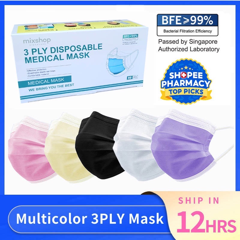 mixshop 3PLY disposable Medical mask & face mask for Adults and Kids, 99% BFE