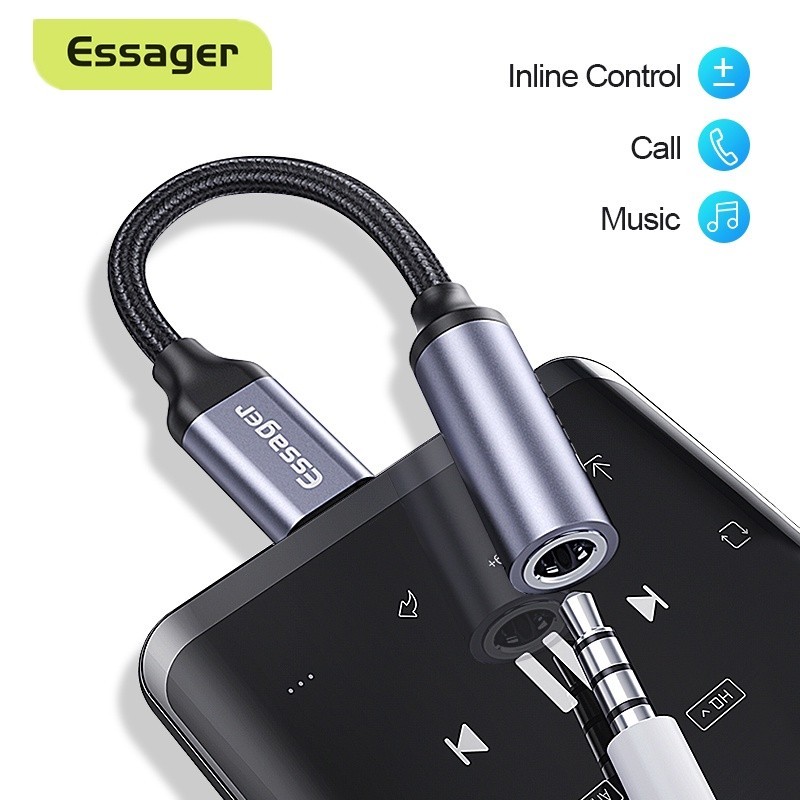 Essager Type C to 3.5mm Jack AUX Headphone Adapter Cable USB C to 3.5 Earphone Audio Converter