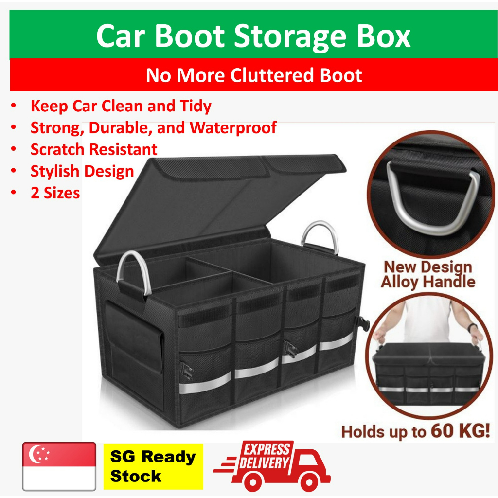 【SG STOCK] Waterproof Car Boot Organizer Foldable Storage Container Trunk Accessories. Collapsible