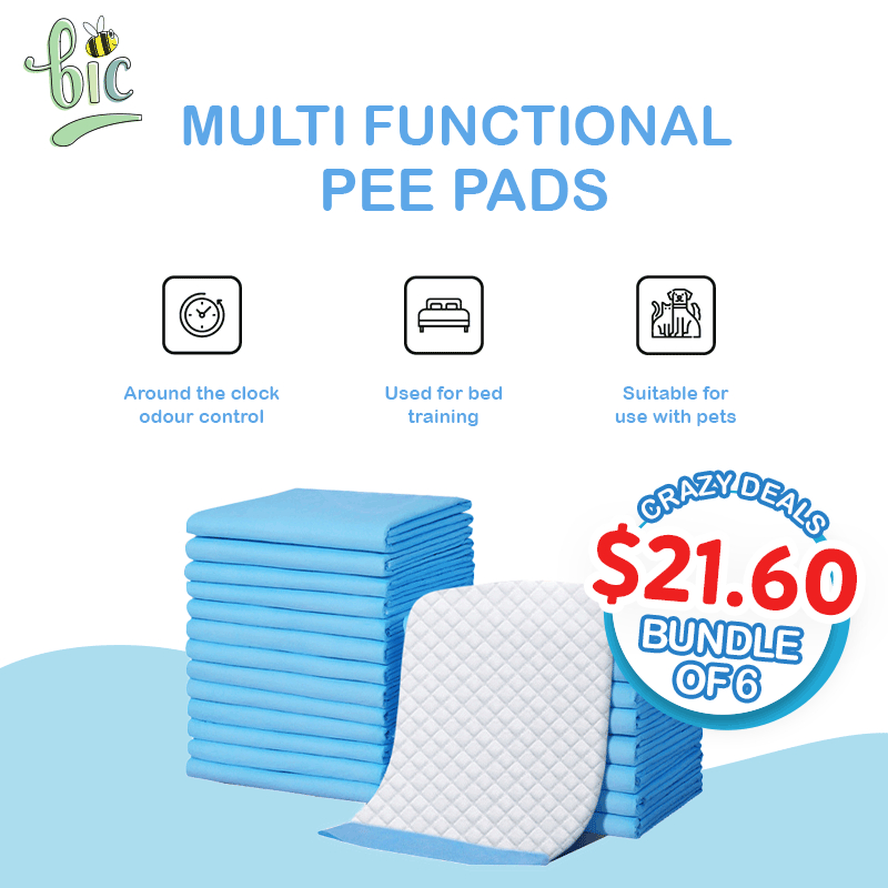 BIC BUNDLE OF 6 ABSORBENT Pet Training Pads Disposable Pee Pad Diaper for Dogs, Cats, Rabbits, Birds & Small Animals