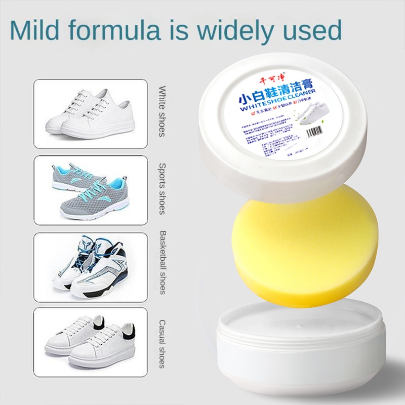 120g White Shoes Cleaning Cream Stain Remover Whitening For All Uses With Sponge Sneakers