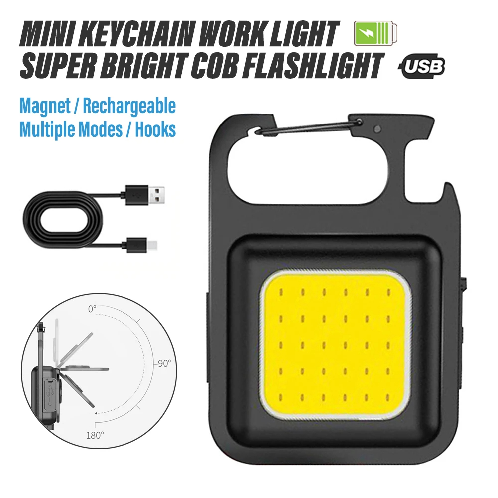 Outdoor Use High Light Mini Cob Work Light Maintenance Light Camping light Mountaineering Lamp Bottle Opener Multifunctional Keychain Light Flashlights